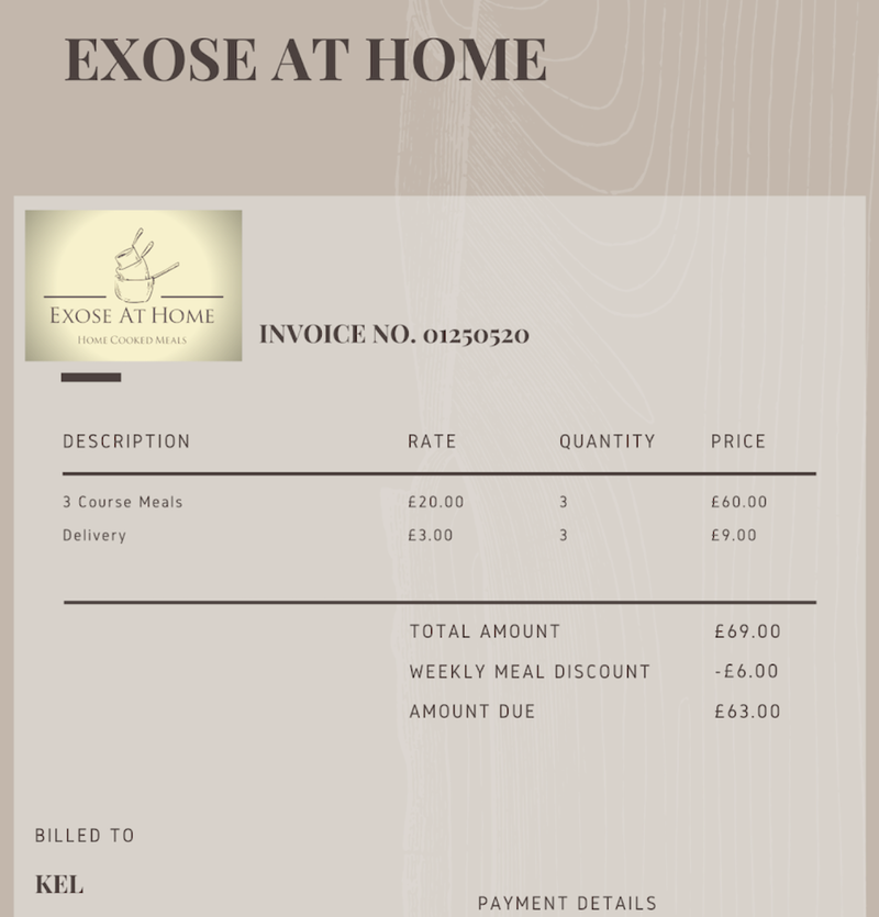 2020 04 01 Exose At Home Receipt
