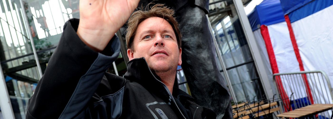 James Martin Taking A Selfie At The Fred Dibnah Statue In Bolton
