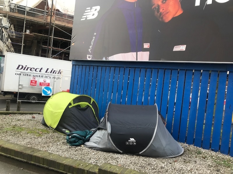 Tents Manchester Homeless Begging