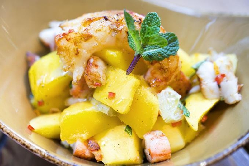 Fresh Mango Salad With King Prawns And Mint Low Res